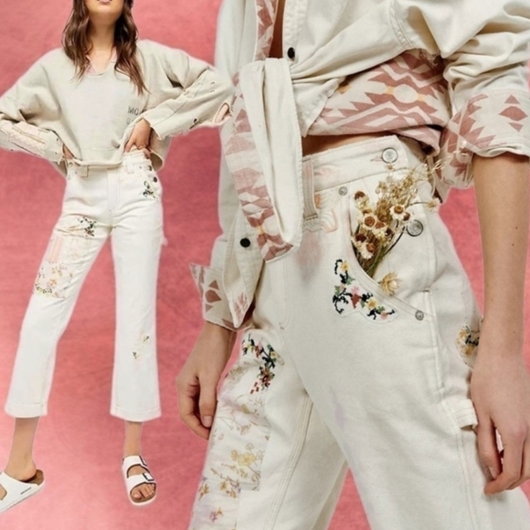 FREE PEOPLE WE THE FREE LOVE ALIVE HIGH RISE PATCHWORK BOYFRIEND JEAN SIZE 29 - Picture 16 of 16